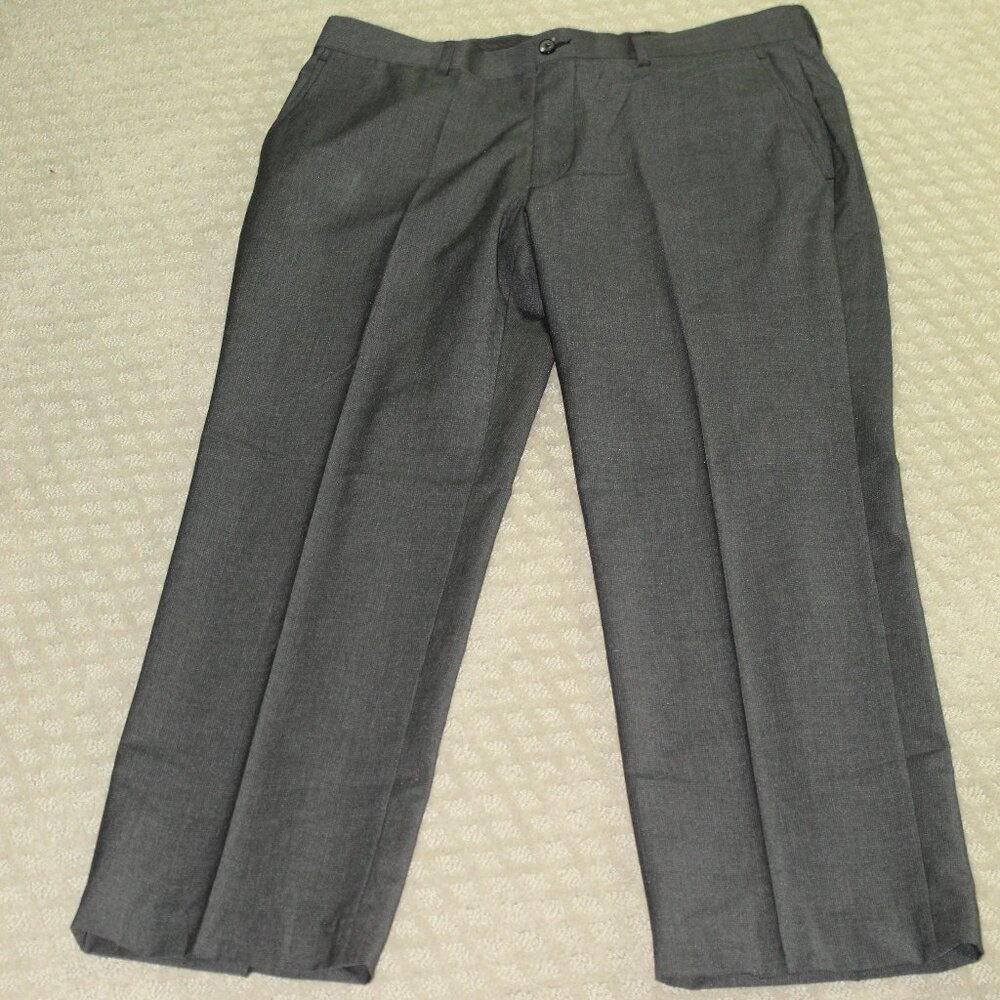 Perry Ellis Portfolio Flat Front Washable Gray Pattern Dress Pants 34X29